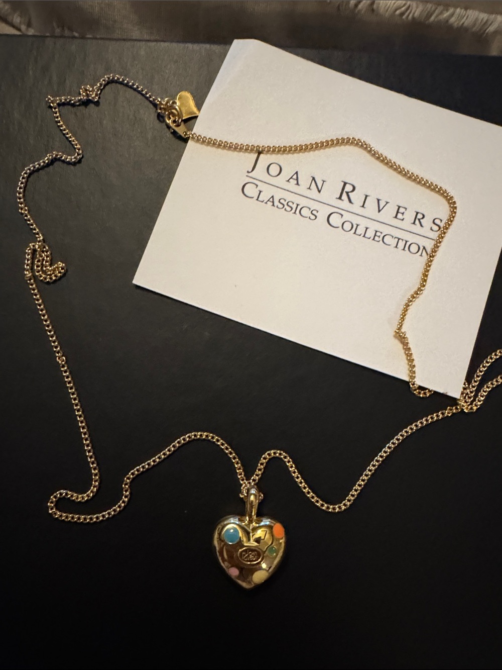 Joan Rivers Gold Heart Pendant Necklace with Multicolor Enamel Dots